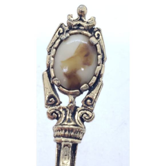 Vintage Brooch Celtic Scepter Dagger Bohemian Glass Scottish Sword England - Picture 3 of 10